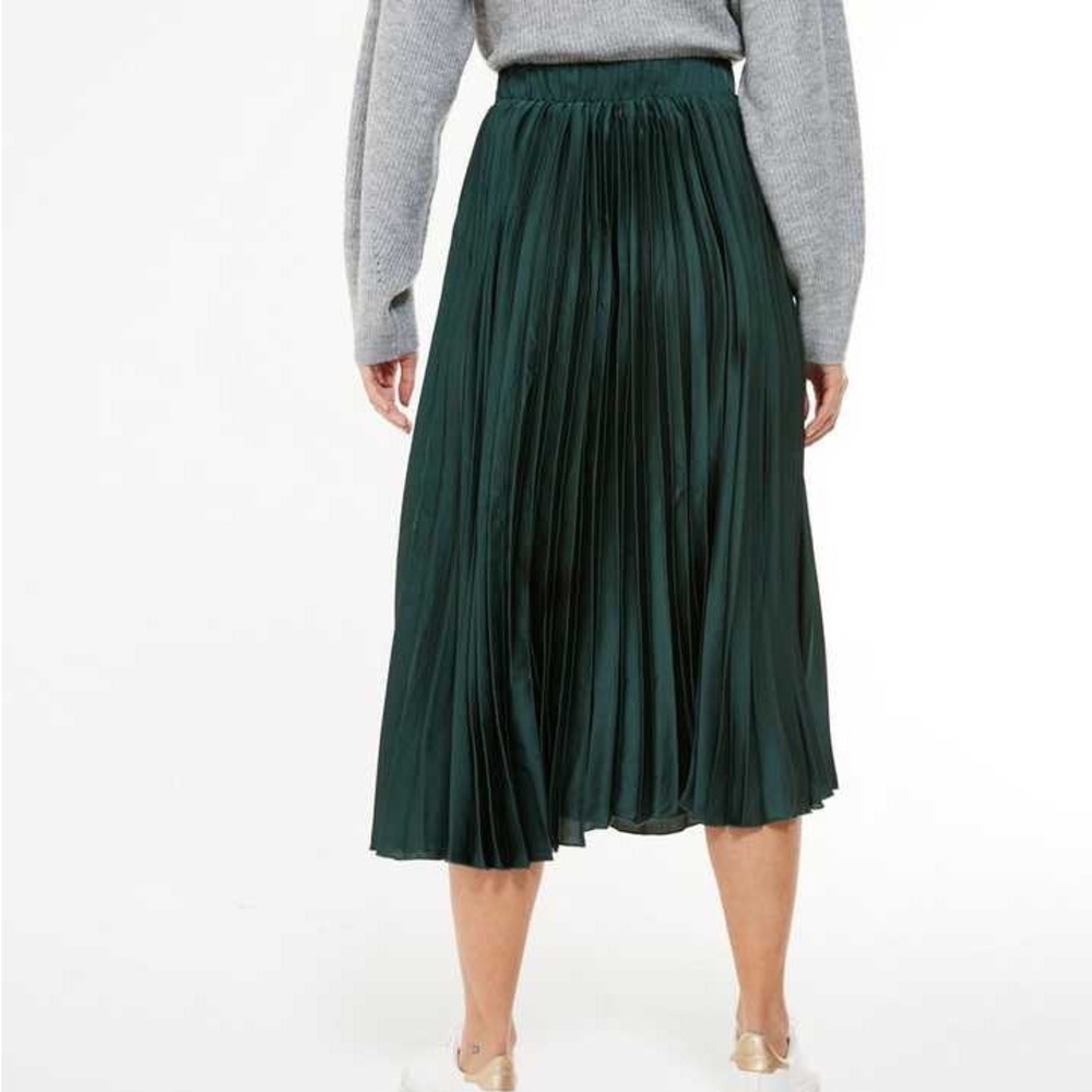 Missguided Tall Dark Green Pleated MIDI Skirt EUC